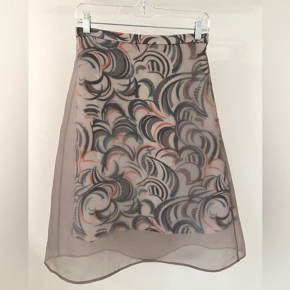 & Other Stories Midi Skirt Organza Overlay Abstract US 6